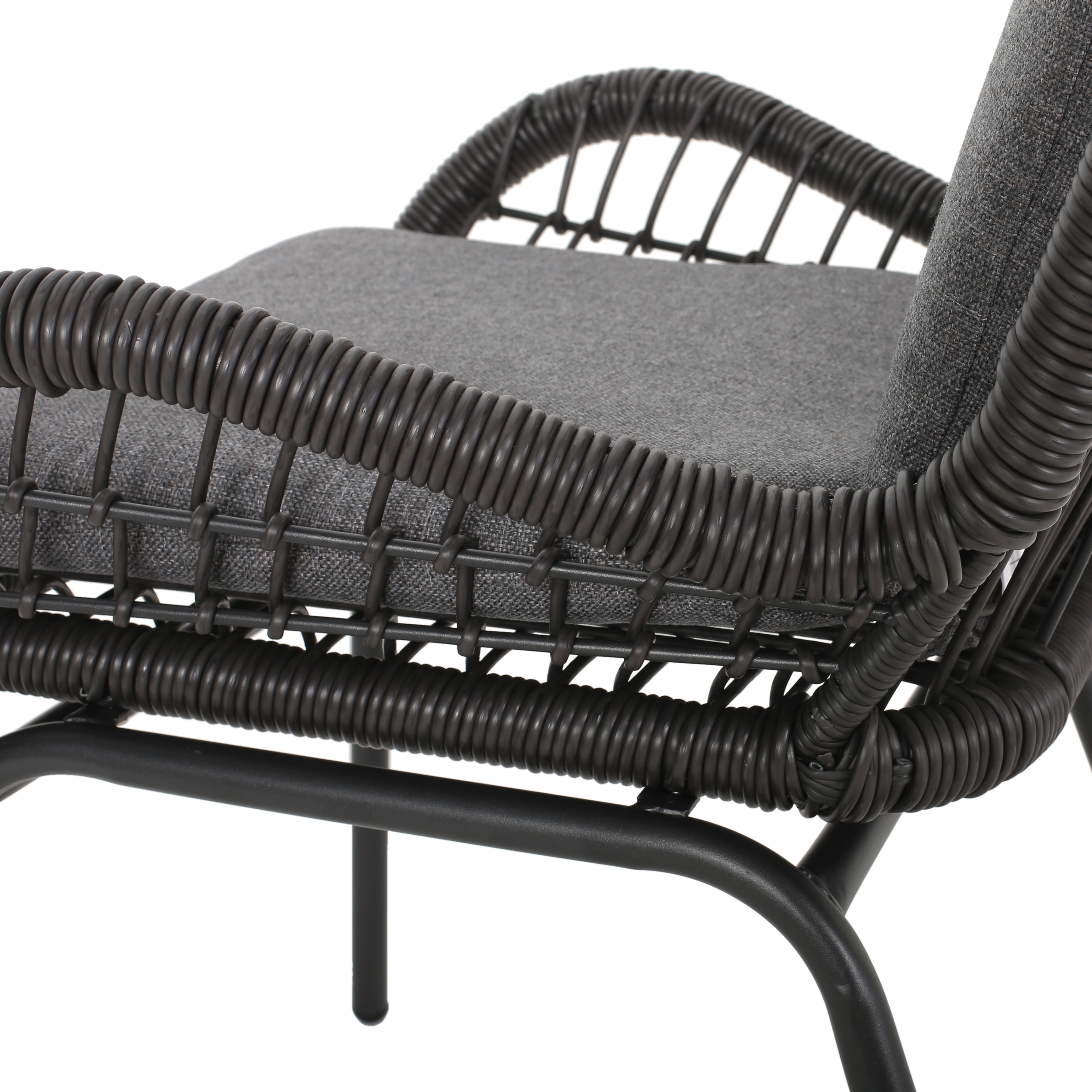 Annelise Outdoor Wicker Club Chair with Cushions, Set of 2, Gray and Dark Gray