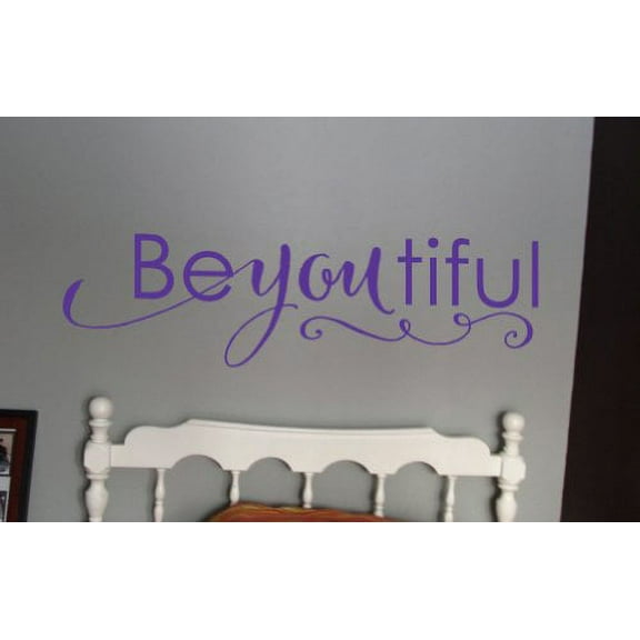 Girls Room Décor Be-you-tiful Inspirational Wall Decals Quote 36x10 Inch Purple