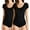 2PK: BLACK/BLACK, variant on Women & Juniors Solid Short Sleeve Scoop Neck Cotton Bodysuit Leotard with Snap Crotch Bottom (RUBY BURGUNDY, S)