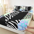 thumbnail image 3 of jejeloiu Abstract Loves Pattern Twin Sheet Sets,Zebra Leopard Print Twin Fitted Sheet,Modern Geometric Stripe Flat Sheet For Girls,Ultra Soft Home Decor,3 Pieces, 3 of 7