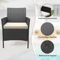 thumbnail image 2 of Emorefun 3 Piece Patio Conversation Sets, Outdoor Patio Bistro Sets with Coffee Table for Garden, Yard, Balcony, Black/Beige, 2 of 7
