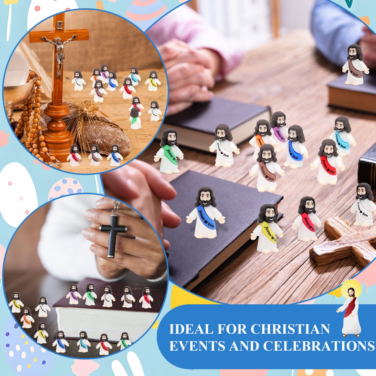 100 Pcs Jesus Love You Mini Figures Baby Jesus Figurines in Bulk Tiny Miniature Religious Figures for Hide and Seek, Sunday School, Religious Party Favors, Baptism Gifts, Easter Egg Stuffers