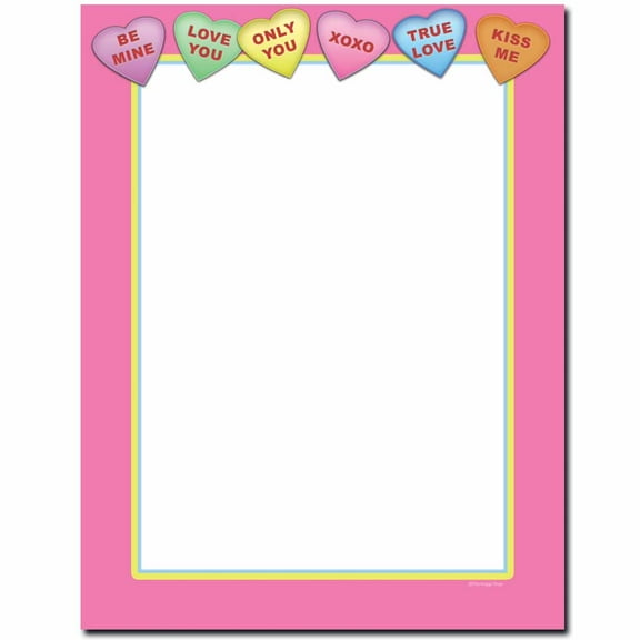 Conversation Hearts Letterhead Laser & Inkjet Printer Paper, 25 Sheet Pack