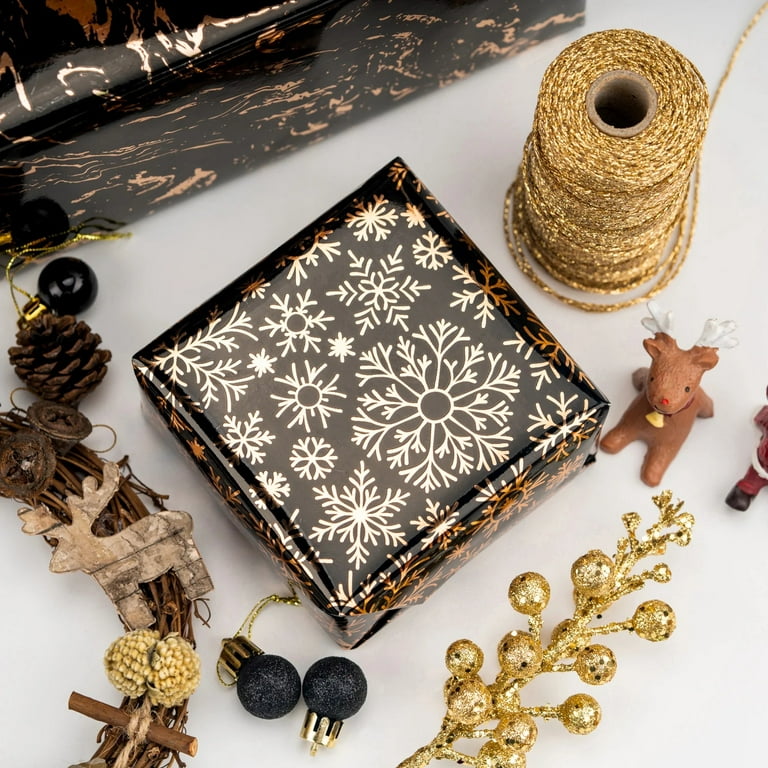 WRAPAHOLIC BLACK AND COPPER FOIL WRAPPING PAPER BUNDLE - 30W X 10