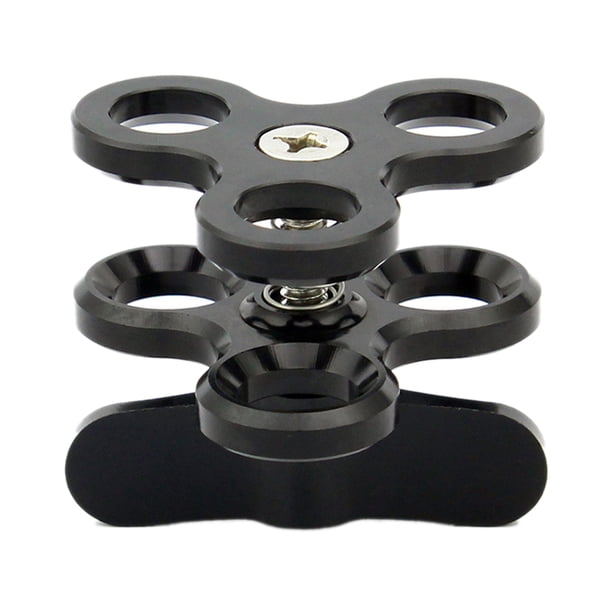 Matsuzay Abrazadera de aleación de aluminio con bola de 3 agujeros, brazo de luz de buceo, cabezal de bola, adaptador de montaje con Clip de Triple Accesorios de cámara y óptica Negro