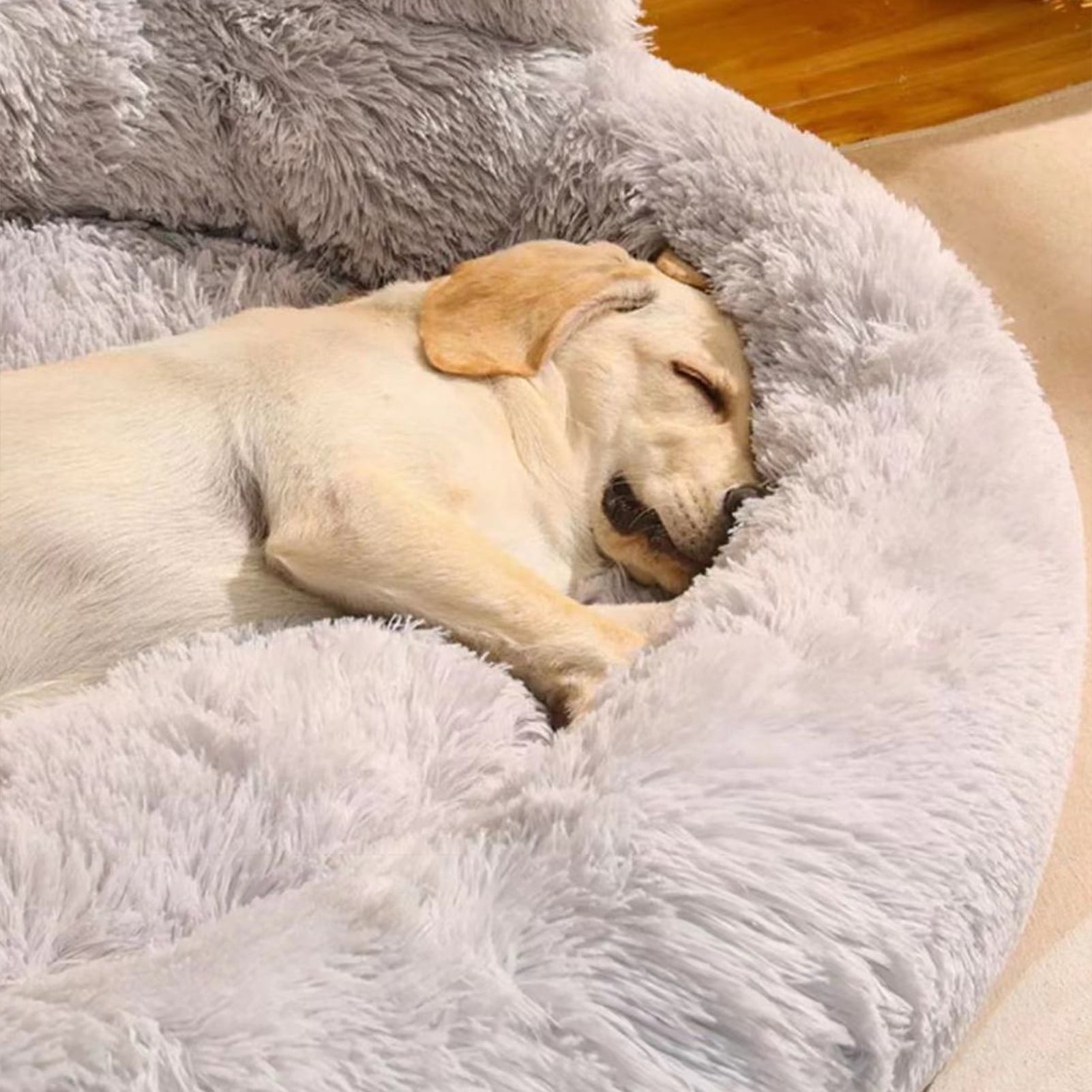 Frogued Pet Nest Paw-Shaped Pet Bed Warm Comfortable Anti-Slip Fluffy Plush Cat Dog Sleeping Nest Pet Supplies Brown,50cm