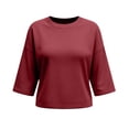 thumbnail image 4 of Posijego Womens 3/4 Sleeve Shirts Athletic Workout T-Shirts Backless Summer Casual Running Yoga Active Tees for Women, 4 of 9