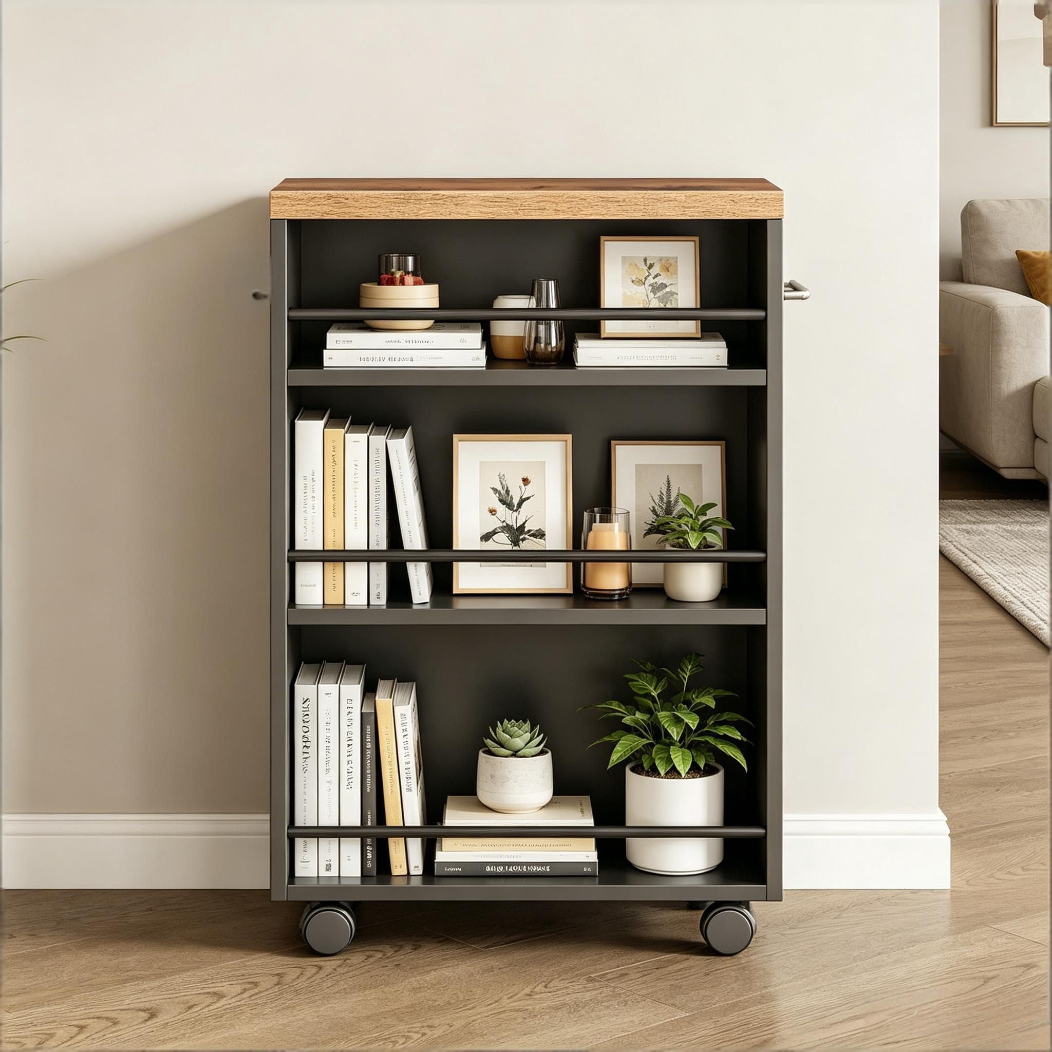 4-Tier Storage Cart Rolling Narrow Kitchen Cart for Small Spaces Organization Utility Rack with Wheels
