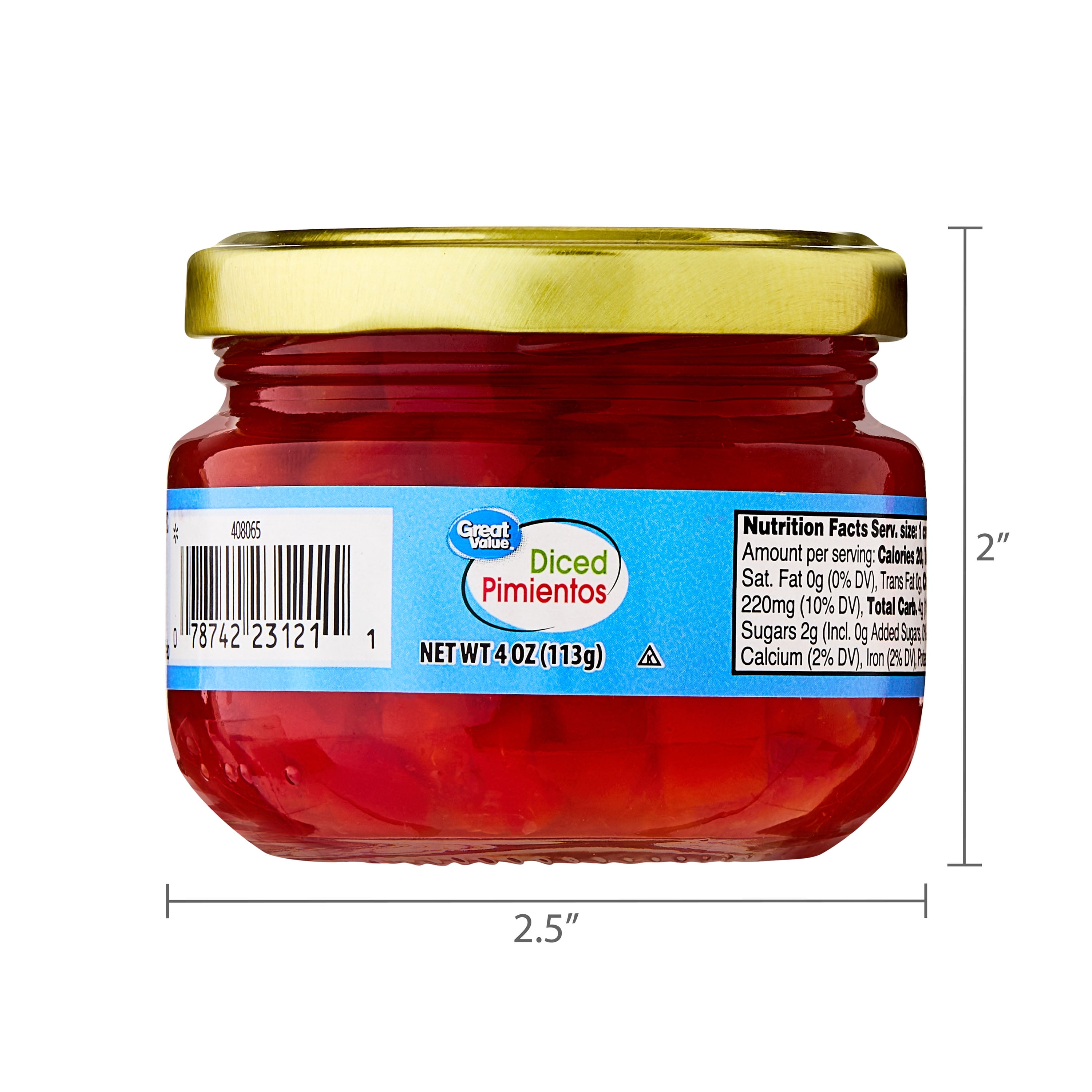 Great Value Diced Pimientos, 4 oz (Shelf Stable)