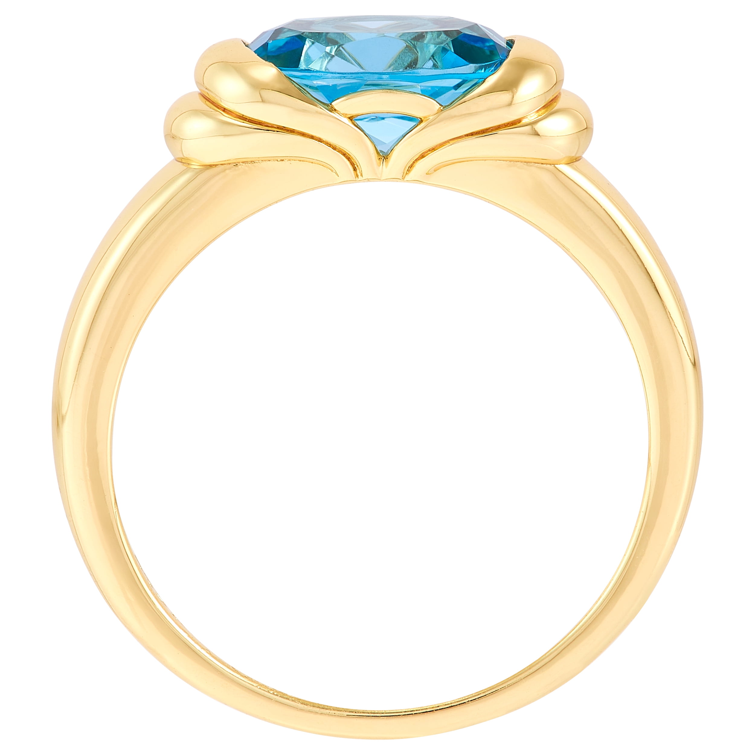 Brilliance Fine Jewelry Oval Blue Topaz Ring in Sterling Silver and 14KT Gold Plate