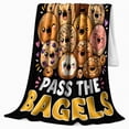 thumbnail image 2 of I Regret Nothing Pass Bagels, Playful Artistic Scene, Warm Flannel Blanket for Living Room and Bedroom with Detailed Artwork, Art Lovers Thanksgiving Gift, Playful Home Decor, 2 of 9