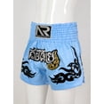 thumbnail image 3 of Jowowha Men Woman Muay Thai Shorts Martial Arts Kickboxing Sport Drawstring Training Boxer Shorts Light Blue L, 3 of 7