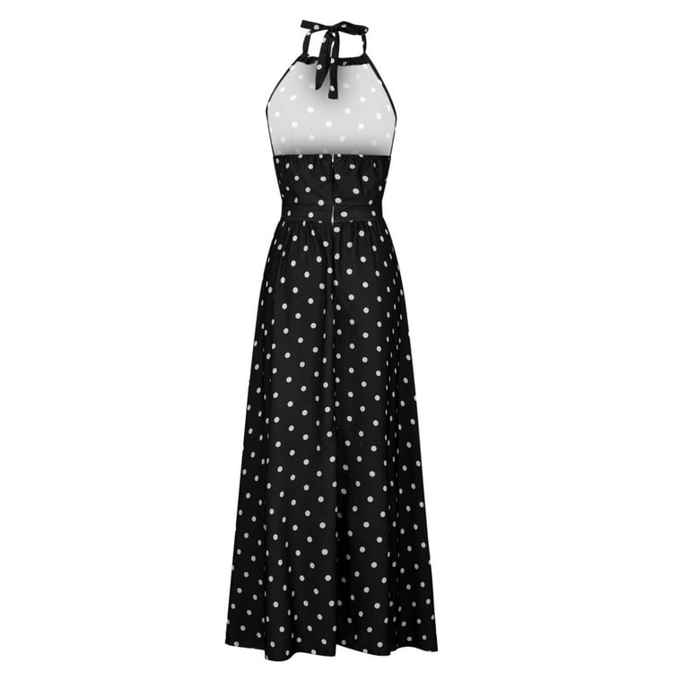 SMihono Clearance Women's Halter Neck Pleated Polka Dot