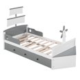 thumbnail image 4 of 3-Piece Bedroom Set, Modern Twin Size Boat-Shaped Platform Bed Frame with Trundle and Two Nightstands, Playhouse Twin Bed Frame Set for Kids, Boys, Girls, Bedroom, Gray, 4 of 6