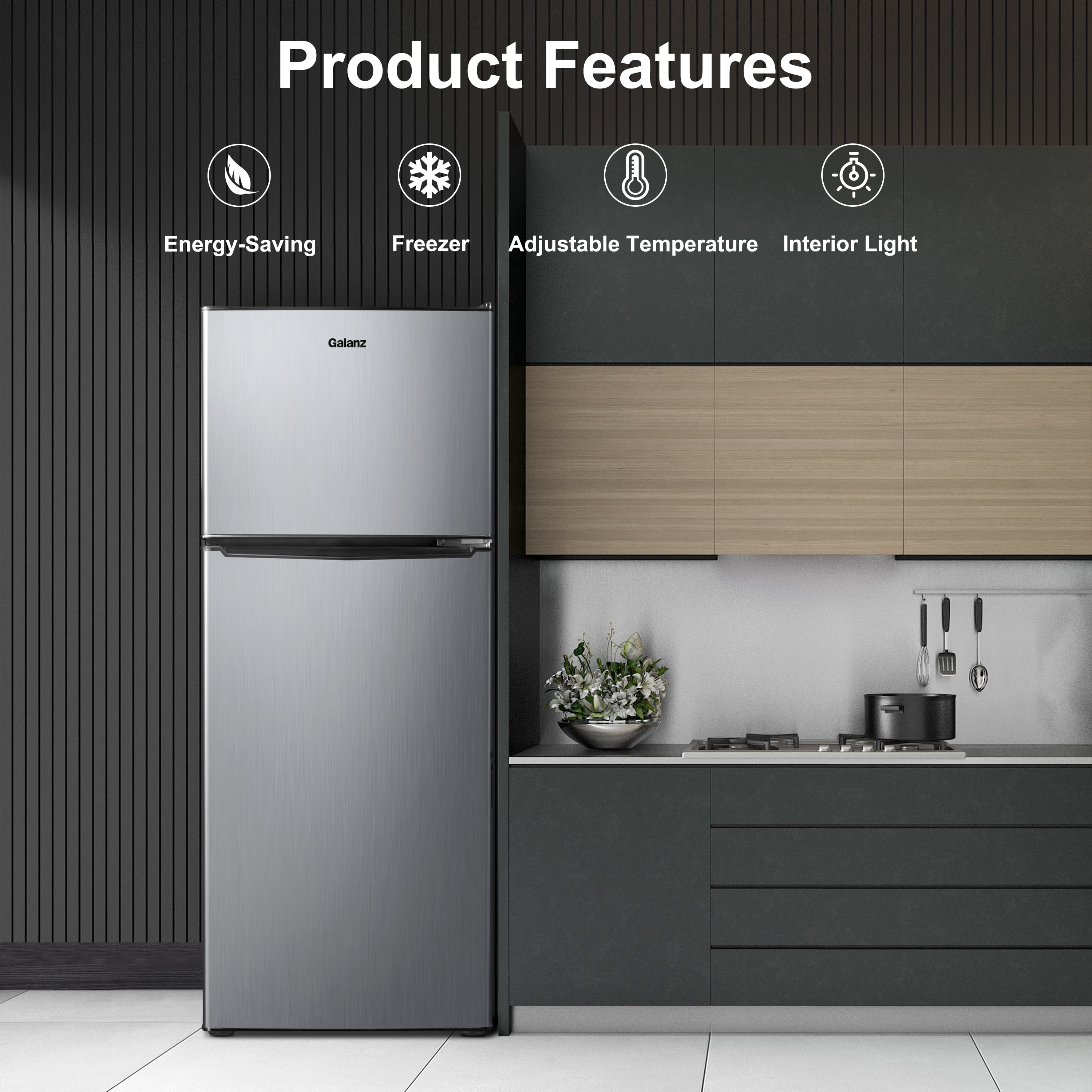 Buy Galanz 4.6. Cu ft Two Door Mini Fridge with Freezer, Stainless