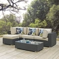 thumbnail image 2 of Modern Contemporary Urban Design Outdoor Patio Balcony Five PCS Sectional Sofa Set, Beige, Rattan, 2 of 6