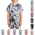 thumbnail image 5 of SGMVNU Boys Summer 2 Piece Outfits Tie Dye Casual Shorts Set Short Sleeve T Shirt and Matching Shorts Kids Daily Wear, Size 6-7 Years, Brick Red, 5 of 5