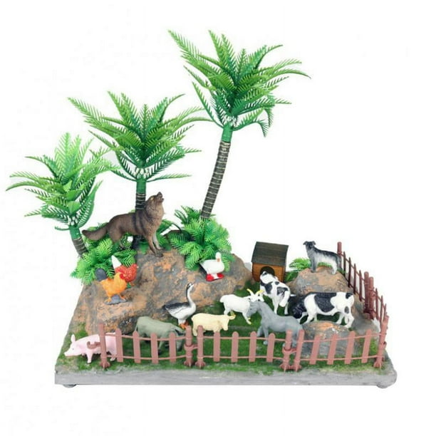 Figuras de animales, tablero de microescenario, decoración, juego de exhibición G GRAMO