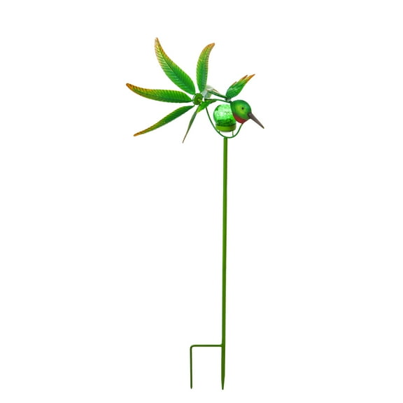 Evergreen 36"H Solar Hummingbird Staked Wind Spinner, 13'' x 12.2'' x 36.6'' inches.