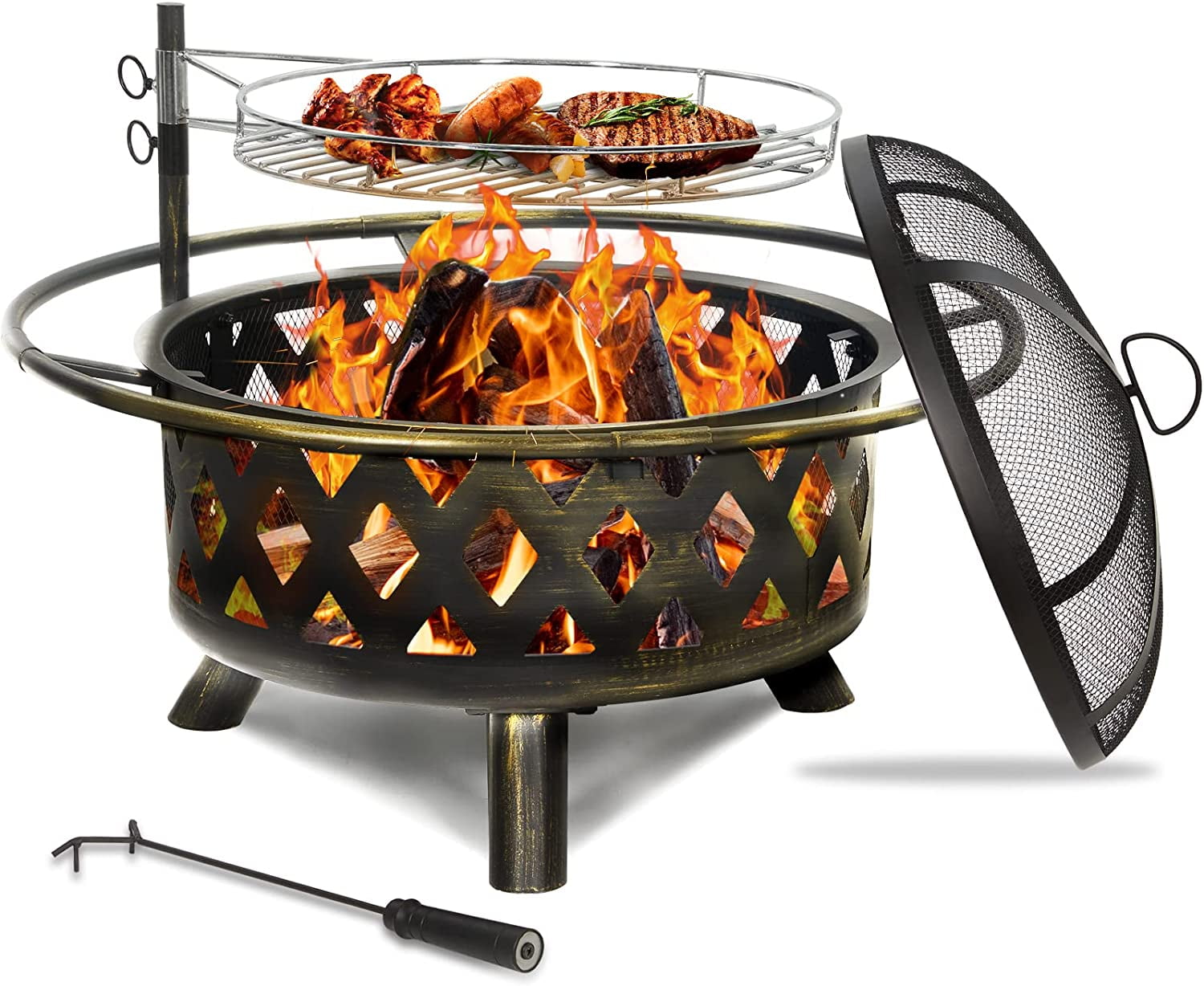 Fire Pit for Outside 30 Inch Outdoor Wood Burning Firepit Large Steel