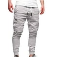thumbnail image 2 of Pisexur Mens Pants Solid Color Elastic Waist Cargo Pants Multi Pockets Drawstring Outdoor Jogging Hiking Pants Casual Regular Fit Straight Leg Sweatpants Plus Size Work Pants M-4XL, 2 of 6