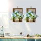 thumbnail image 5 of Decoración del hogar, decoración de habitaciones, decoración de paredes, flores artificiales de peonía y hortensia colgantes con marco de madera, plantas colgantes de potos artificiales para sala de e, 5 of 6
