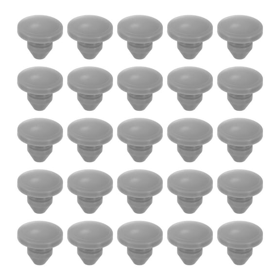 25 Pack Snug Plugs, Rubber Hole Plugs Round Soft Flexible Stopper Fit 4mm (0.16 Inch) Hole Dia., Waterproof Silicone Plug, Gray