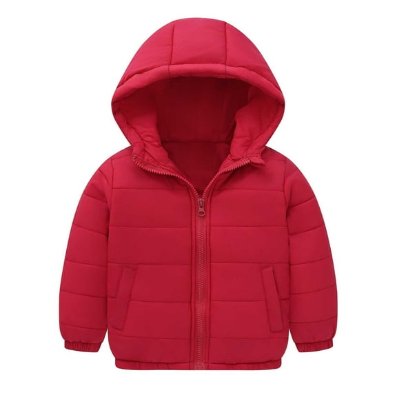 Kids Winter Coat,Kids Puffer Coat with Pocket Zipper Winter Hoodies Coat Solid Long Sleeve Windproof Toddler Puffer Jacket Boys Winter Coat Size 5-6 Years