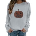 thumbnail image 3 of Yanchicy Womens Crew Neck Sweatshirt Long Sleeve Pullover Tops Thin Fleece Rhinestone Ghost Graphic Soft Loose Fall Halloween Clothes Spooky Season Outfit, 3 of 6