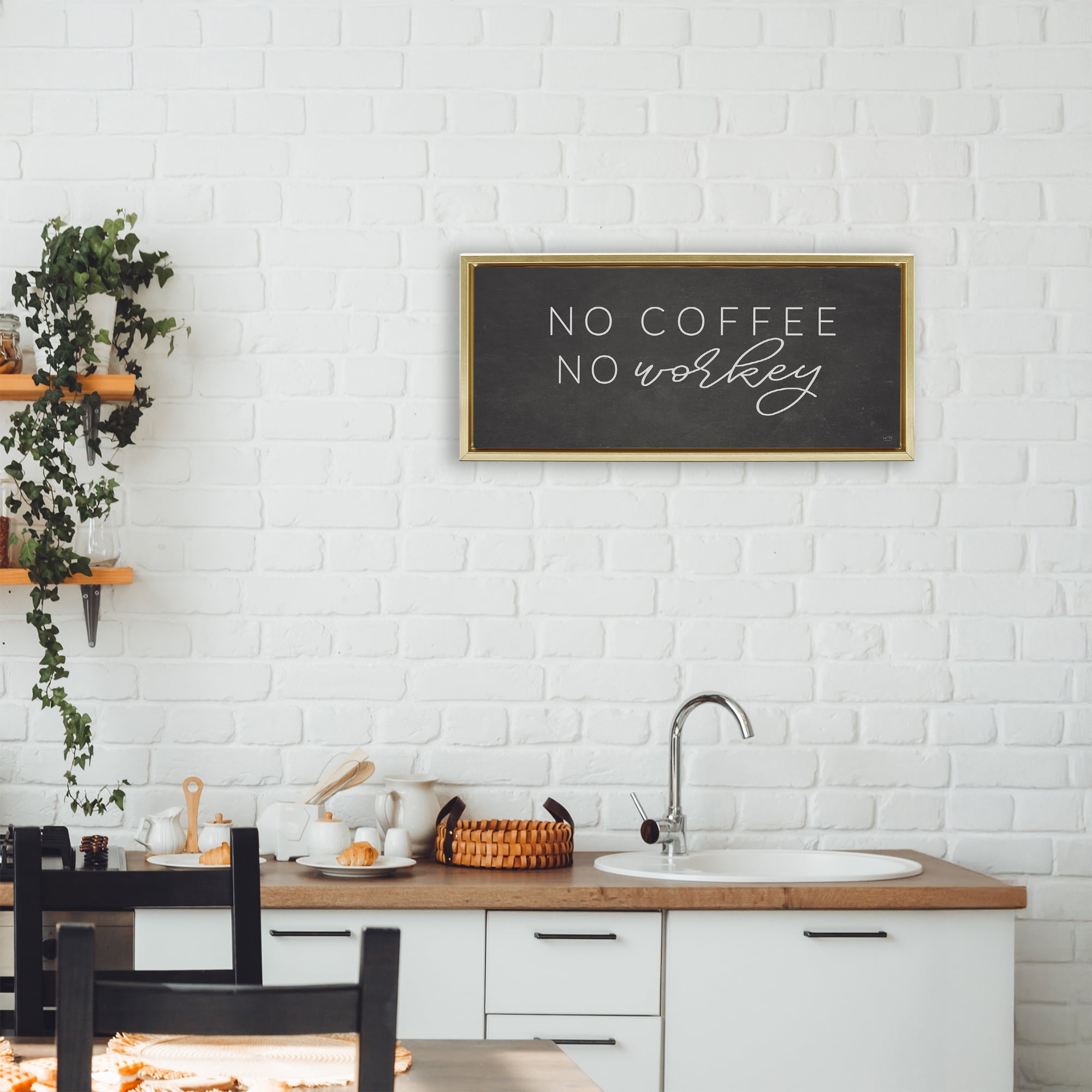 Stupell Industries Sassy No Coffee Quote Gold Framed Floater Canvas Wall Art, design by Lux + Me Designs
