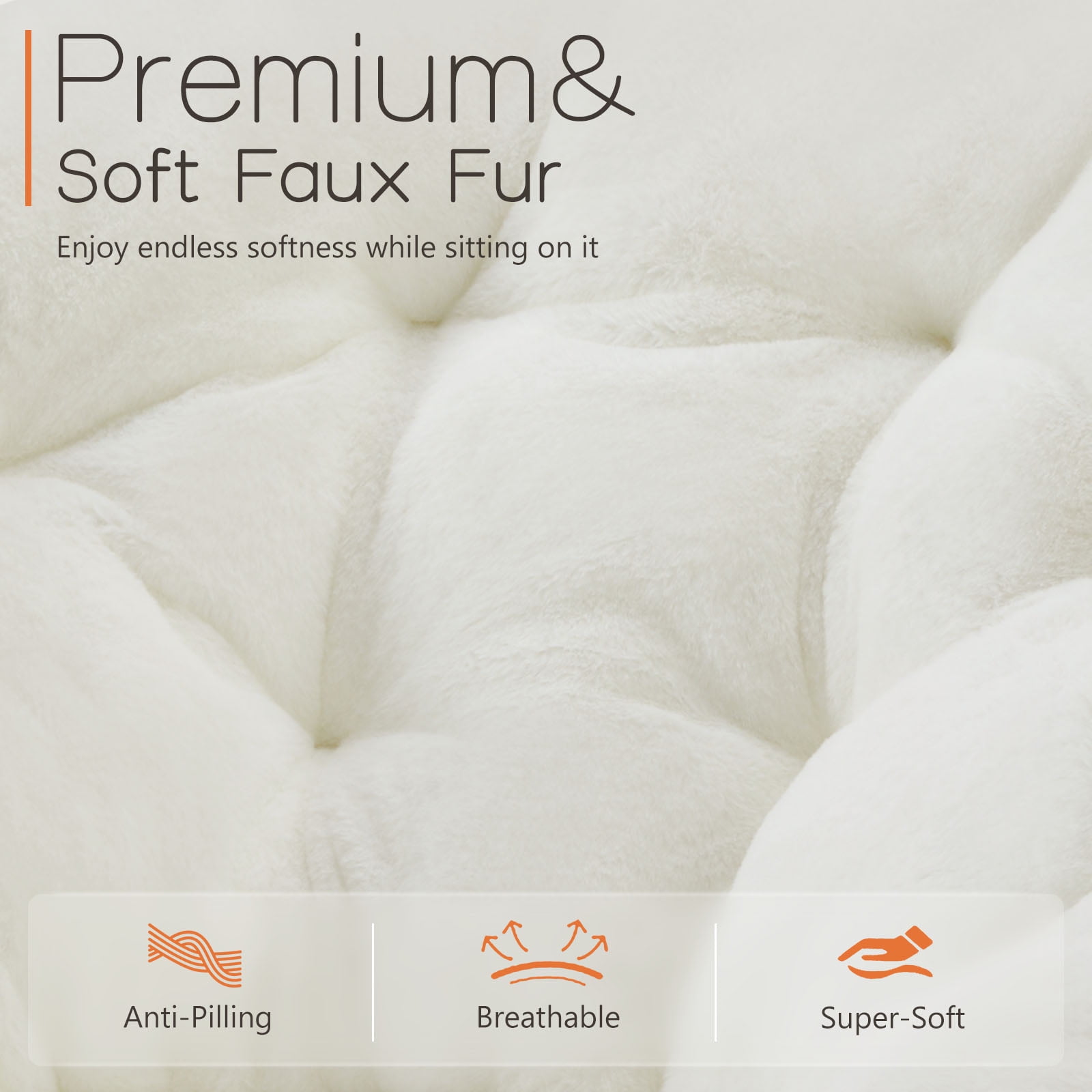 MAYEERTY Comfortable disc chairs faux fur furniture bedroom living room adult size white