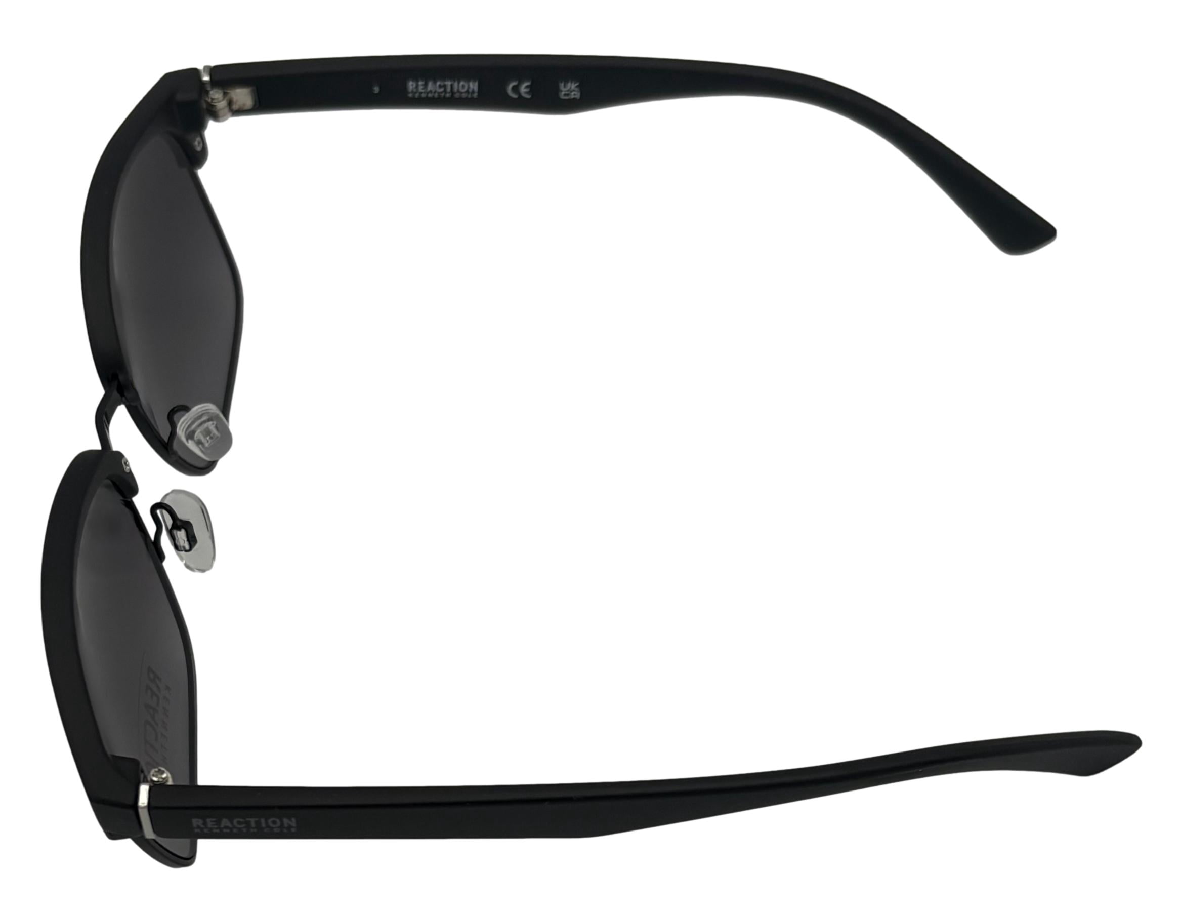 Kenneth Cole Reaction Matte Black Mens Square Plastic Sunglass, KC1433. 2B