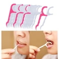 thumbnail image 3 of 100 piezas de hilo dental de plástico con alambre de nailon, limpiador portátil para el cuidado de los dientes, juego de herramientas de limpieza (blanco y rosa), 3 of 8