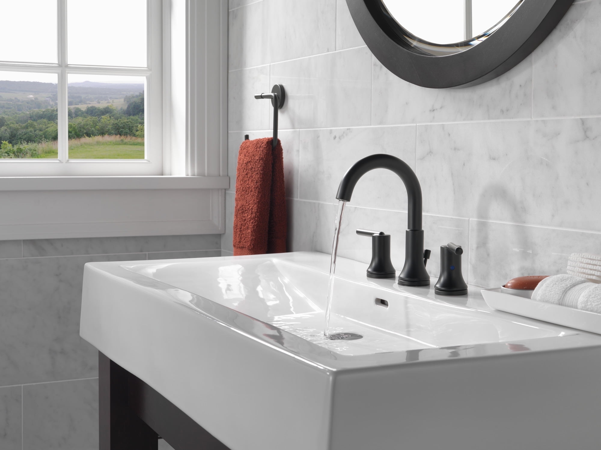 Delta Trinsic Two-Handle Widespread Bathroom Faucet - 3559-BLMPU-DST - Matte Black