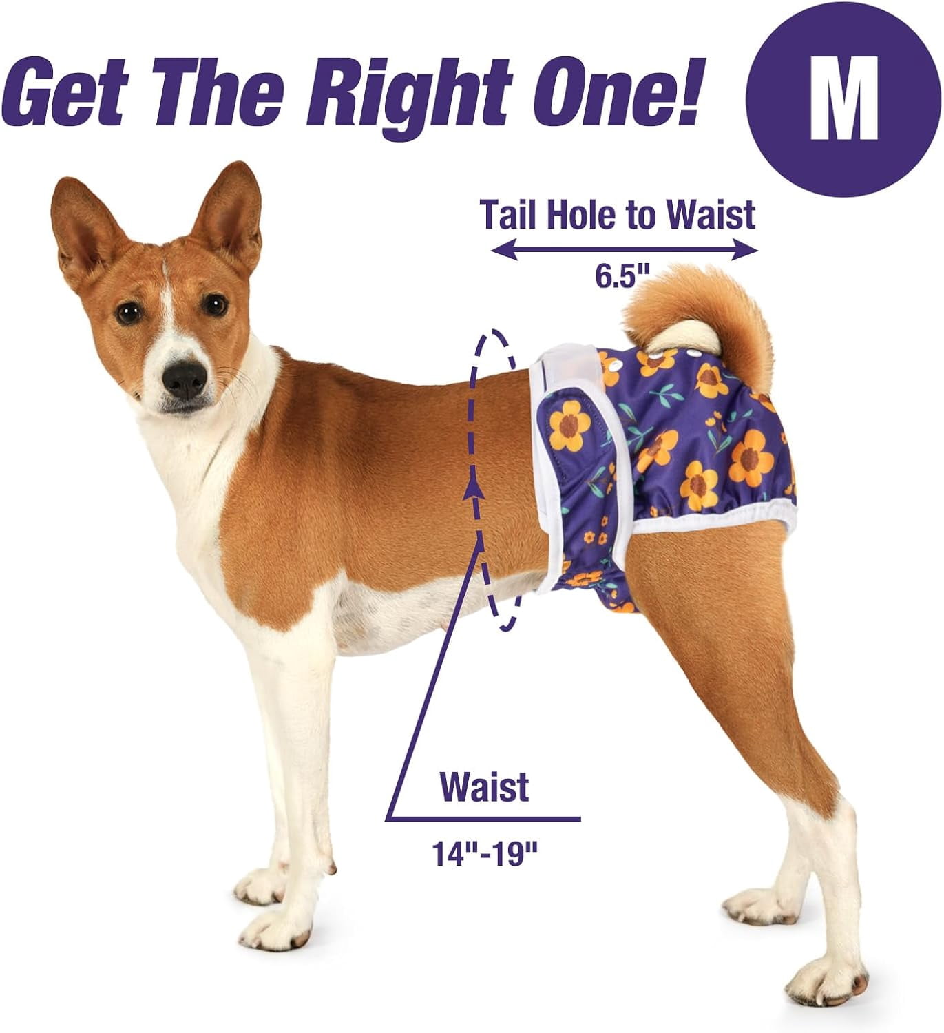 Pet Soft Washable Female Diapers Cute Flower Dog Diapers, Comfort Reusable Doggy Diapers for Girl Dog in Period Heat