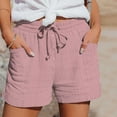 thumbnail image 2 of JIKNTTR Biker Shorts Women Fashion Spring Summer Striped Drawstring Side Pockets Casual Shorts Womens Drawstring Shorts, 2 of 9