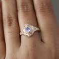 thumbnail image 5 of Round Moonstone & Diamond Ring, 925 Sterling Silver Vintage Ring,Rainbow Moonstone Ring, Wedding Ring Handmade Fine Ring Jewelry Gift For Her., 5 of 5