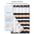 thumbnail image 2 of No Hook Cloth Fabric Shower Curtain with Snap in Liner, Orange Navy Blue Striped Waterproof Shower Curtains Set with See Through Top Window, Minimalist Farmhouse Lines Bath Curtains Shower 48"x72", 2 of 6