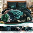 thumbnail image 5 of Floral Comforter Set King Size 7 Pieces Teal Bed in a Bag Comforter Bedding Set Soft Microfiber for All Season with Pillowcases Shams Sheets 90×104, 5 of 8