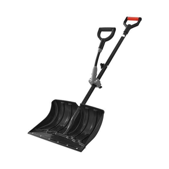 Ergonomic Snow Removal Shovel with 18" Wide Blade and Push-Style Handle - Non-Slip Grips for Reduced Back Strain