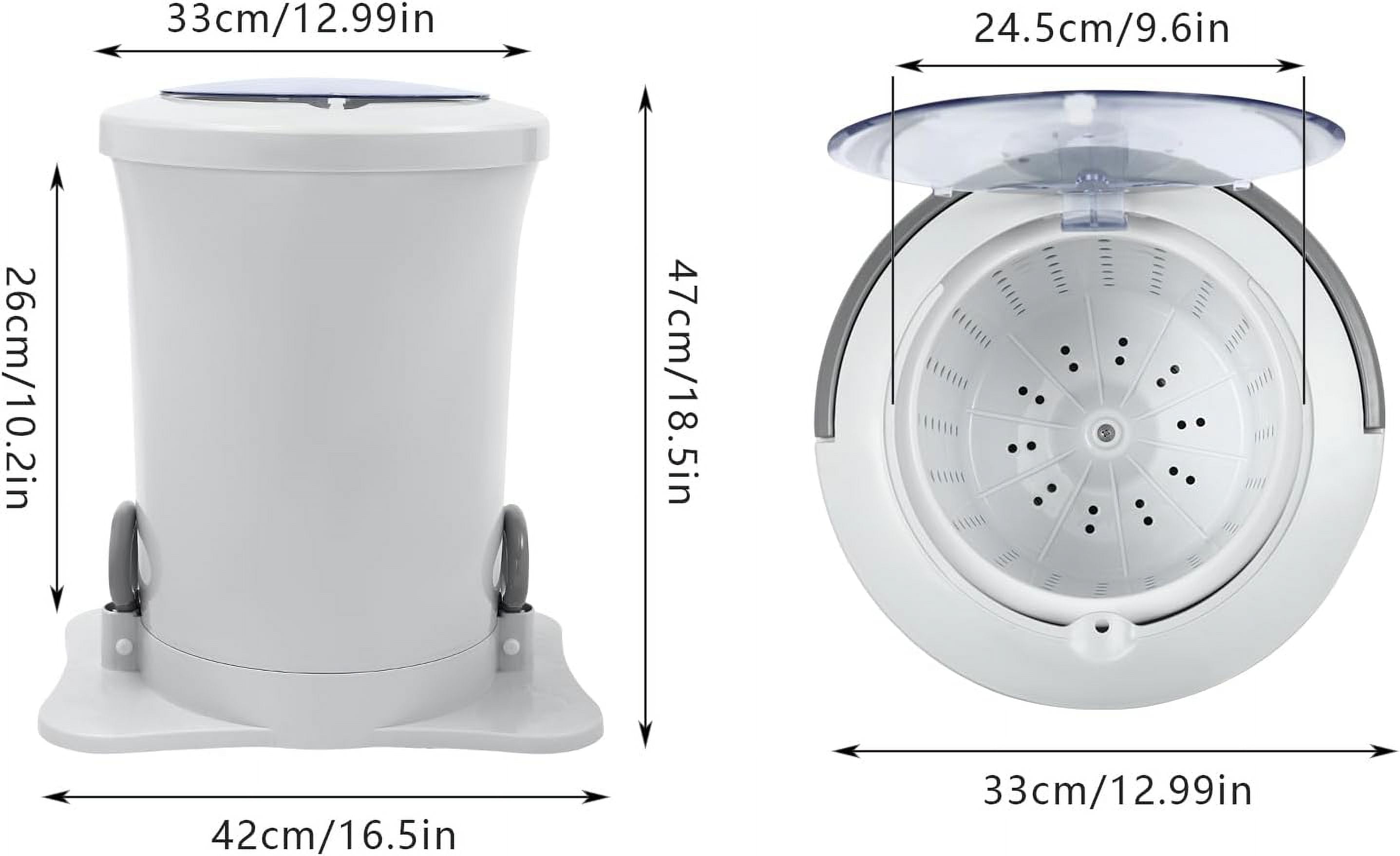 Manual Clothes Dryer, Large Capacity hand Powered Washing Machine, Manual Draw Cord Spin Dryer, Compact Washer Dehydrator for Home, Dorm, Apartment, RV, Travel, Outdoor Use 12L