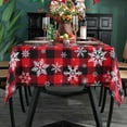 thumbnail image 4 of Christmas Tablecloth Rectangle, Plaid Table Cloth with Snowflake Decorations, Heavy Weight & Spillproof Table Cover for Dining, Party & Holidays (Snow Patterns, Rectangle, 60" x 102" (8-10 Seats)), 4 of 7