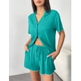 thumbnail image 2 of Ekouaer Womens Pajama Sets Button Up Bride Pjs Set 2 Piece Soft Sleepwear Short Sleeve Lounge Sets with Shorts, 2 of 6