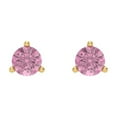 thumbnail image 3 of Clara Pucci 1Ct Pink Round Cut VVS1 Screw Back Stud 18k Solid hypoallergenic Gold Designer Earrings For April, 3 of 7