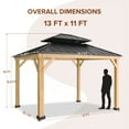 thumbnail image 6 of EAGLE PEAK 13' x 11' x 10’ Outdoor Backyard Cedar Framed Hardtop Gazebo, 6 of 13