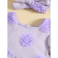 thumbnail image 6 of Suealasg Baby Girl Clothes 3D Flower Short Sleeve Square Neck Jumpsuits Bodysuits with Headband 2Pcs Infant Newborn Girls Summer Birthday Outfits 0-24 Months, 6 of 9