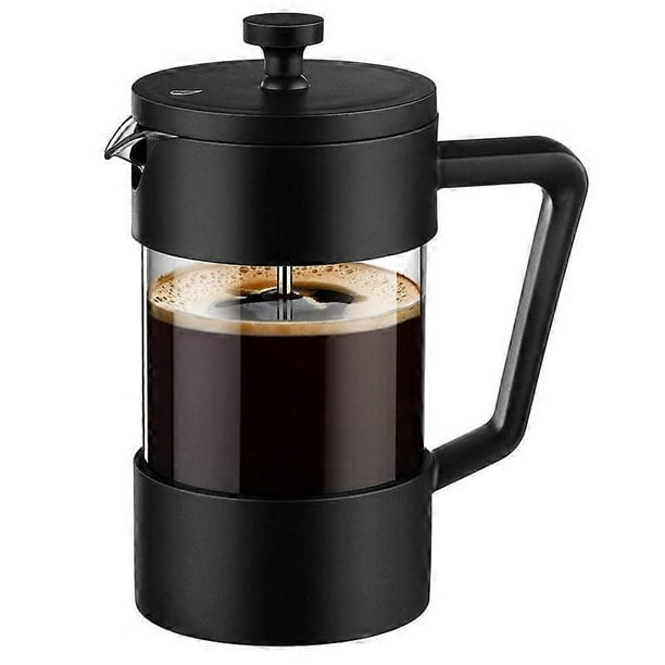 French Press Coffee & Tea Maker 12Oz Thickened Borosilicate Glass Coffee Press Rust-Free and Dishwasher Safe Black