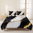 thumbnail image 3 of Twin XL Quilt Set 68''x98'', Black Marble Lightweight Bedspread Coverlet Set with 2 Pillow Shams, Luxury Gold White Abstract Cracks Artwork Breathable All Season Quilt Bedding for Dorm/Guest Room, 3 of 9