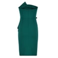 thumbnail image 3 of Robes d'Été Robe d'Été Poitrine d'Été Envelopper Dos Solide Plissé Jupe Courte Sans Manches sur l'Épaule Genou Longueur Robe Vert, 3 of 5