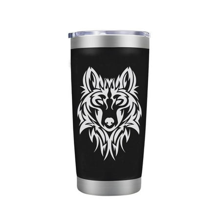 Native Wolf Tumbler 20oz Stainless Steel Insulated Tumblers Coffee Travel Mug Cup Wolf Gifts for Men Women Gift for Birthday Christmas